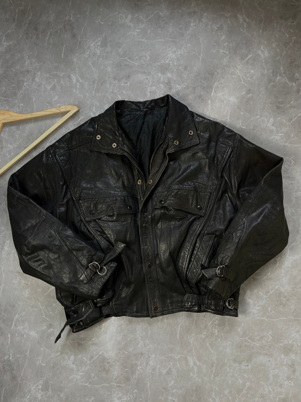 GENUINE LEATHER BUTTON UP BOMBER JACKET